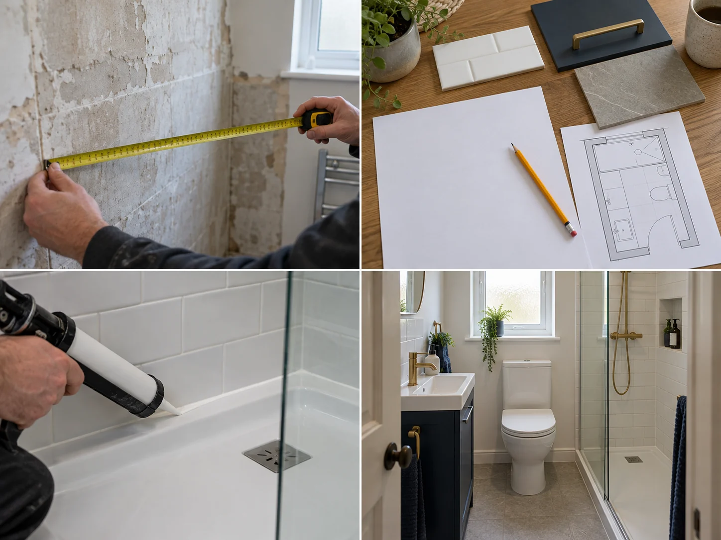 Compact modern shower room with vanity storage